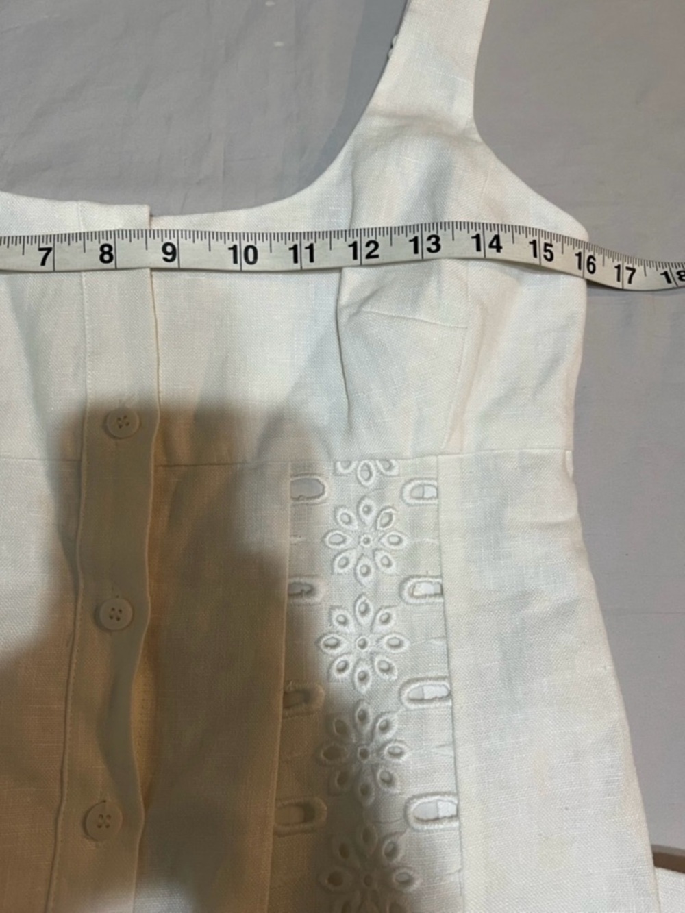 REISS Clarice Petite White Linen Eyelet Button Down Midi Dress Sz 4P Coastal - Picture 10 of 15